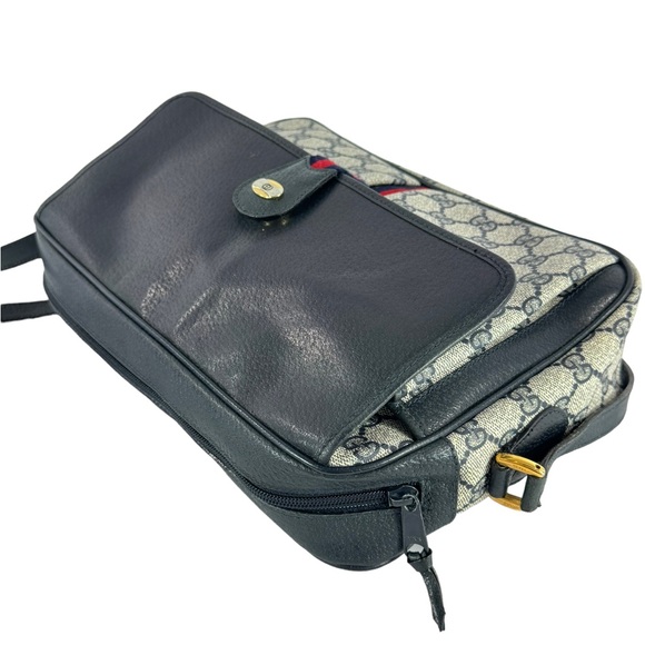 GUCCI School Bag Navy Blue Canvas Leather Ophidia Flap Accessory Collection - Picture 9 of 17